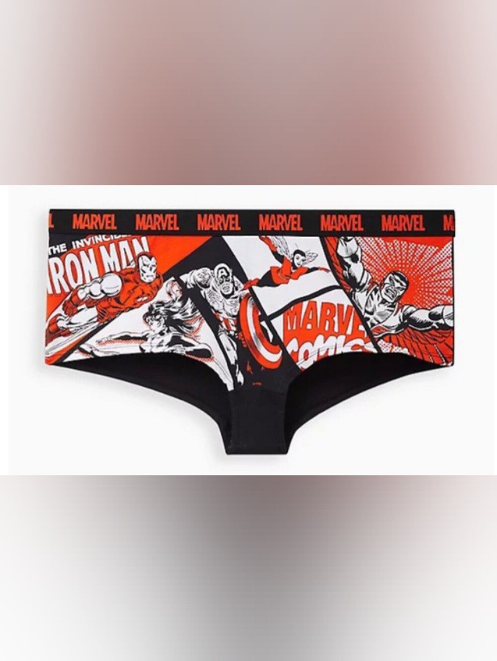 NWT TORRID Avengers Black/White/Red Comic Cotton Boyshort Panties Size2(18-20)